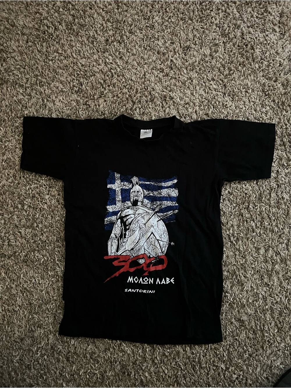300 Spartan Graphic T-Shirt - Black, Santorini